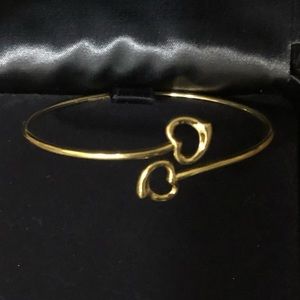 Tiffany & Co. 18K Gold Bracelet Rare Vintage Elsa Peretti Double Open Heart Cuff
